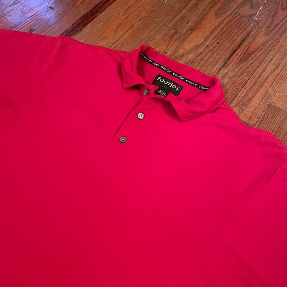 FootJoy Golf Men's Large Red Solid Short Sleeve Stretch Stretchy Polo Shirt